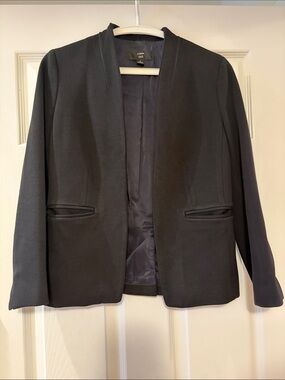 J. Crew Black Collarless Open-Front Tailored Blazer